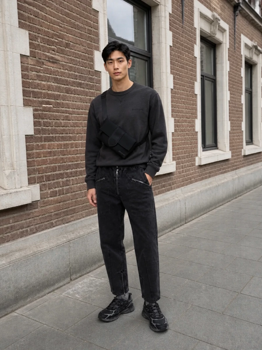 Isabel marant track pants charcoal sweatshirt outfit