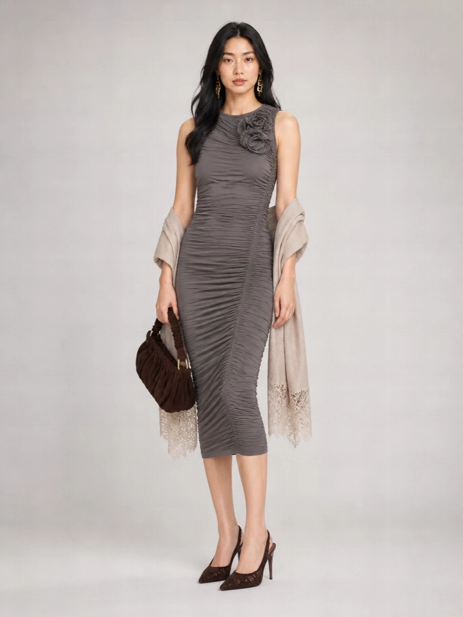 Magda Butrym Copper Midi Dress
