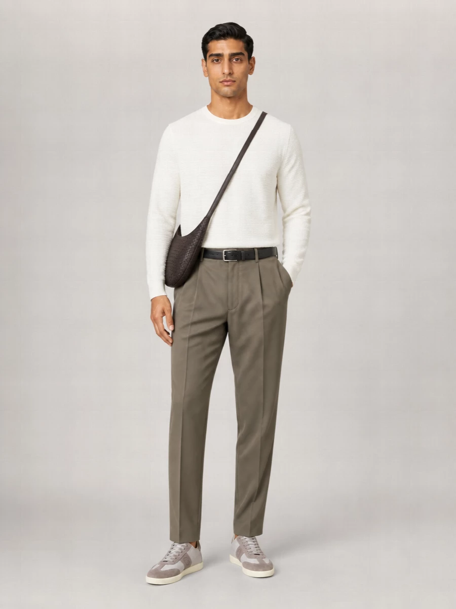Boss Silk Crew Neck Ribbed Long-Sleeve Sweater