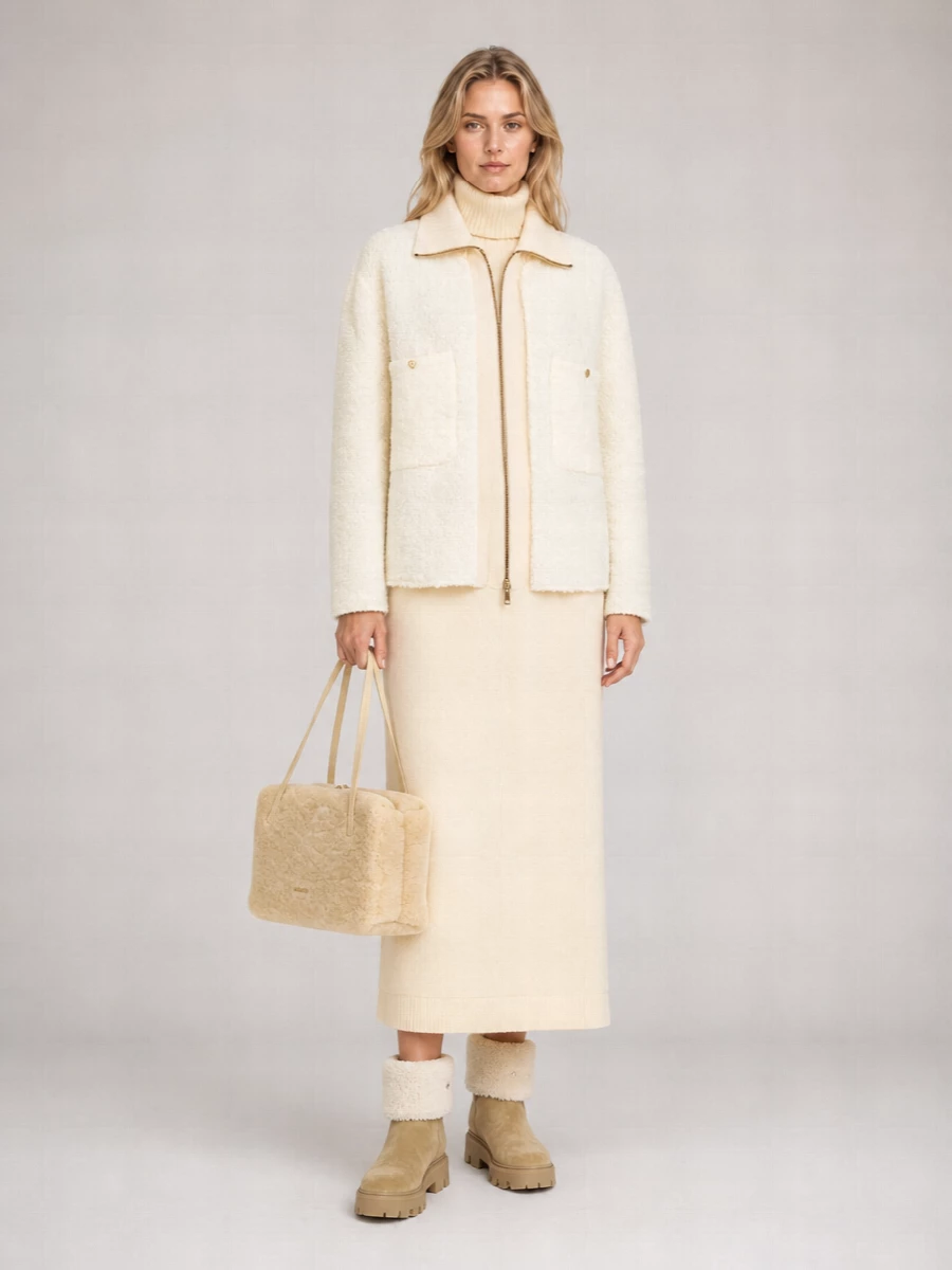 Moncler Bouclé Fitted Jacket