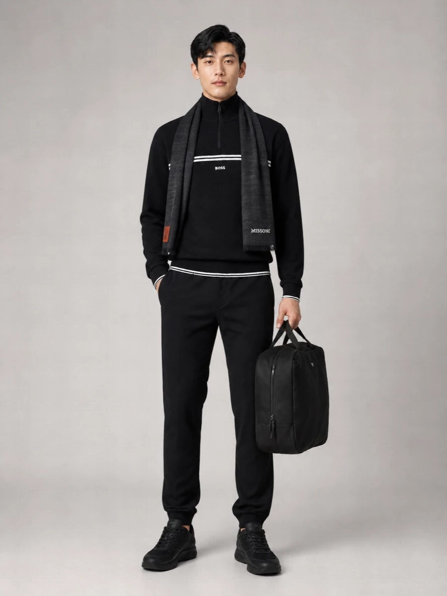 Boss High-Neck Zip-Up Sweatshirt