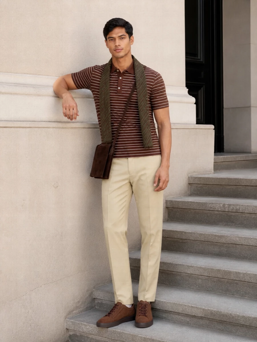 Apc polo beige chinos tods brown sneakers