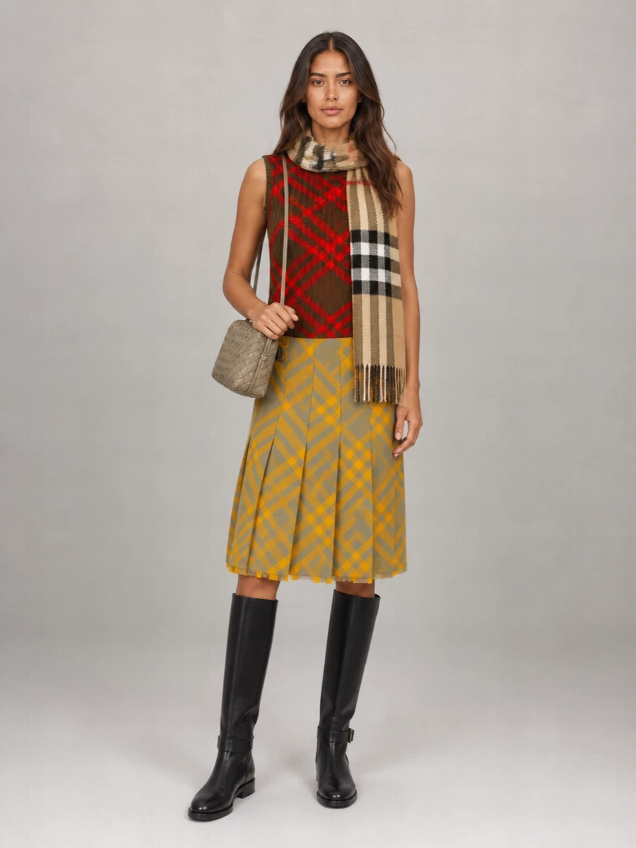 Burberry Ribbed Check Knit Vest
