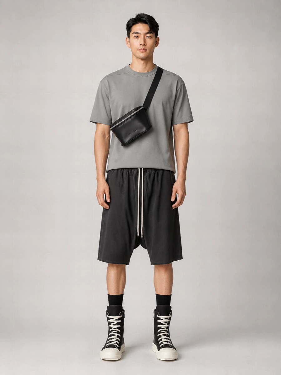 Rick Owens Cotton Jersey Crew Neck Short Sleeve T-Shirt