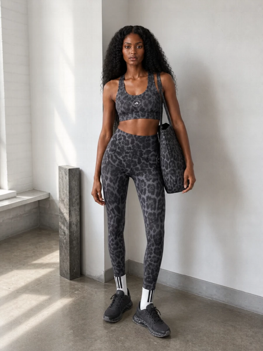 Adidas stella mccartney leopard gym outfit