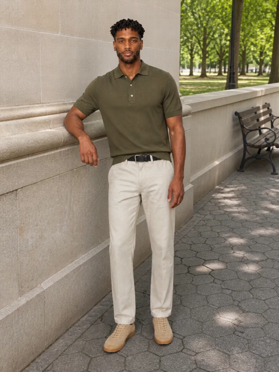 Zanone polo zegna stone trousers suede sneakers