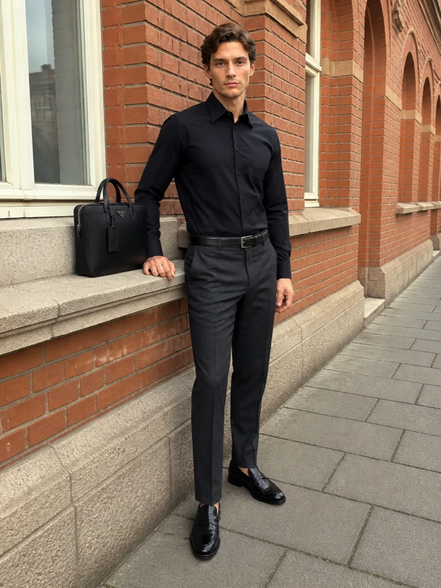 Dolce gabbana navy shirt charcoal trousers