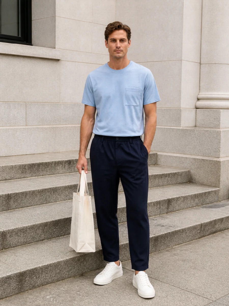 Marni blue tee navy trouser prada sneaker outfit