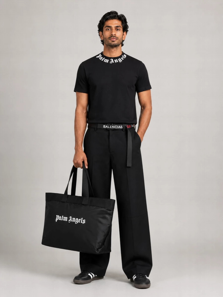 Balenciaga Logo Jacquard D-Ring Belt