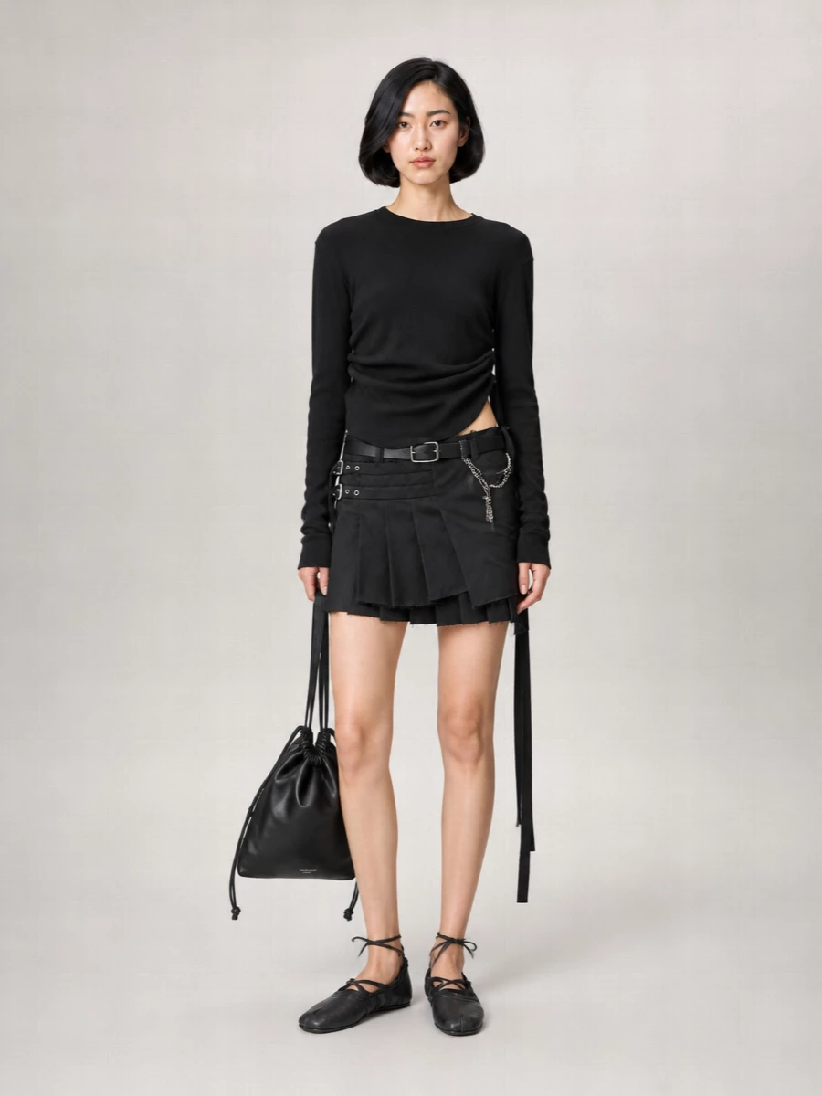 Ann Demeulemeester cotton pleated wrap mini skirt