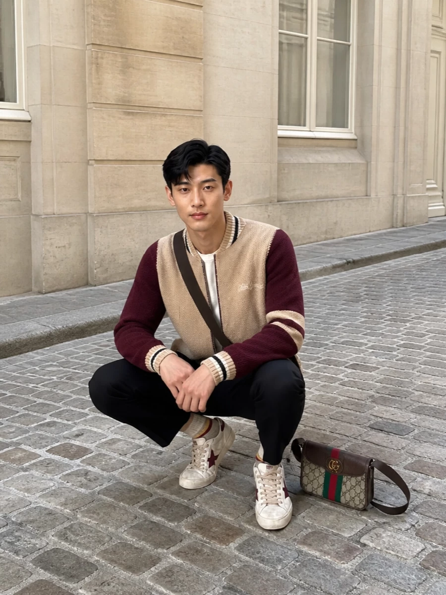 Golden goose bomber black trousers gucci bag