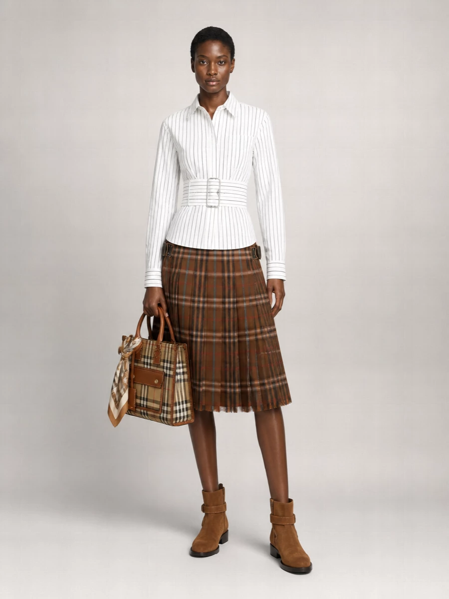 Burberry Wool Pleated Skirt