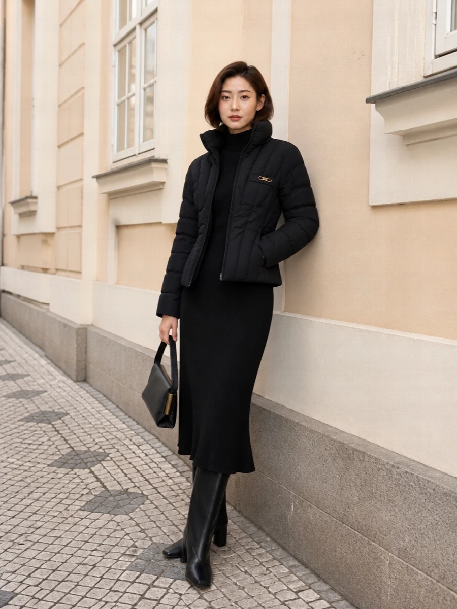 Elisabetta franchi black knit dress puffer boots