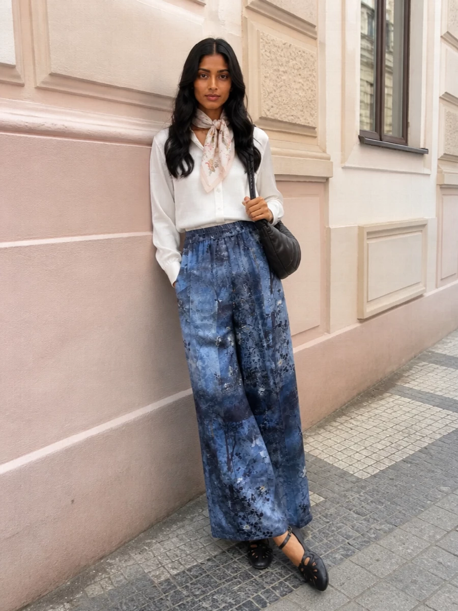 Pierre louis mascia wide leg pants satin shirt