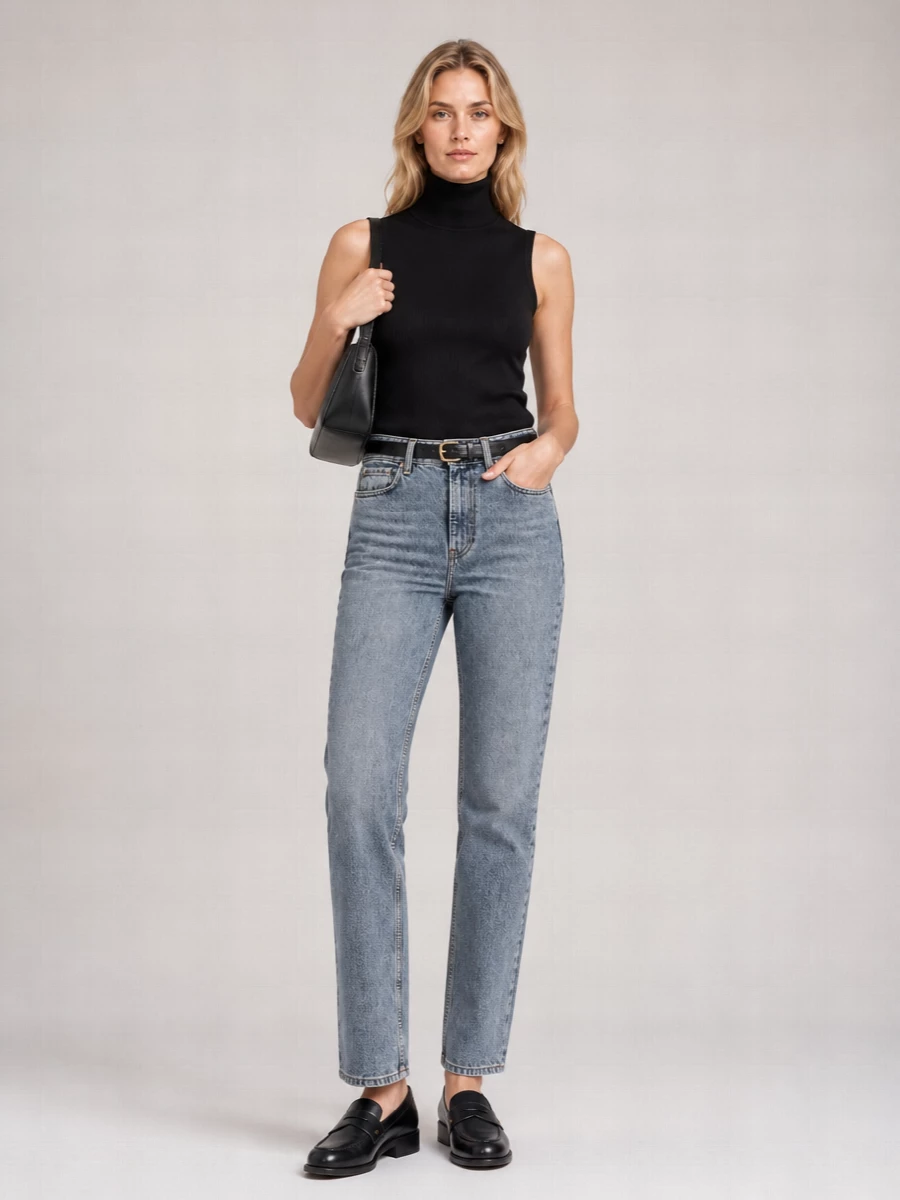 Totême High-Rise Straight-Leg Tapered Denim Jeans