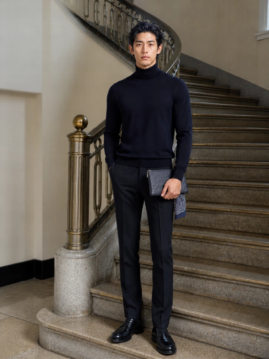 Drumohr navy turtleneck pt torino trousers