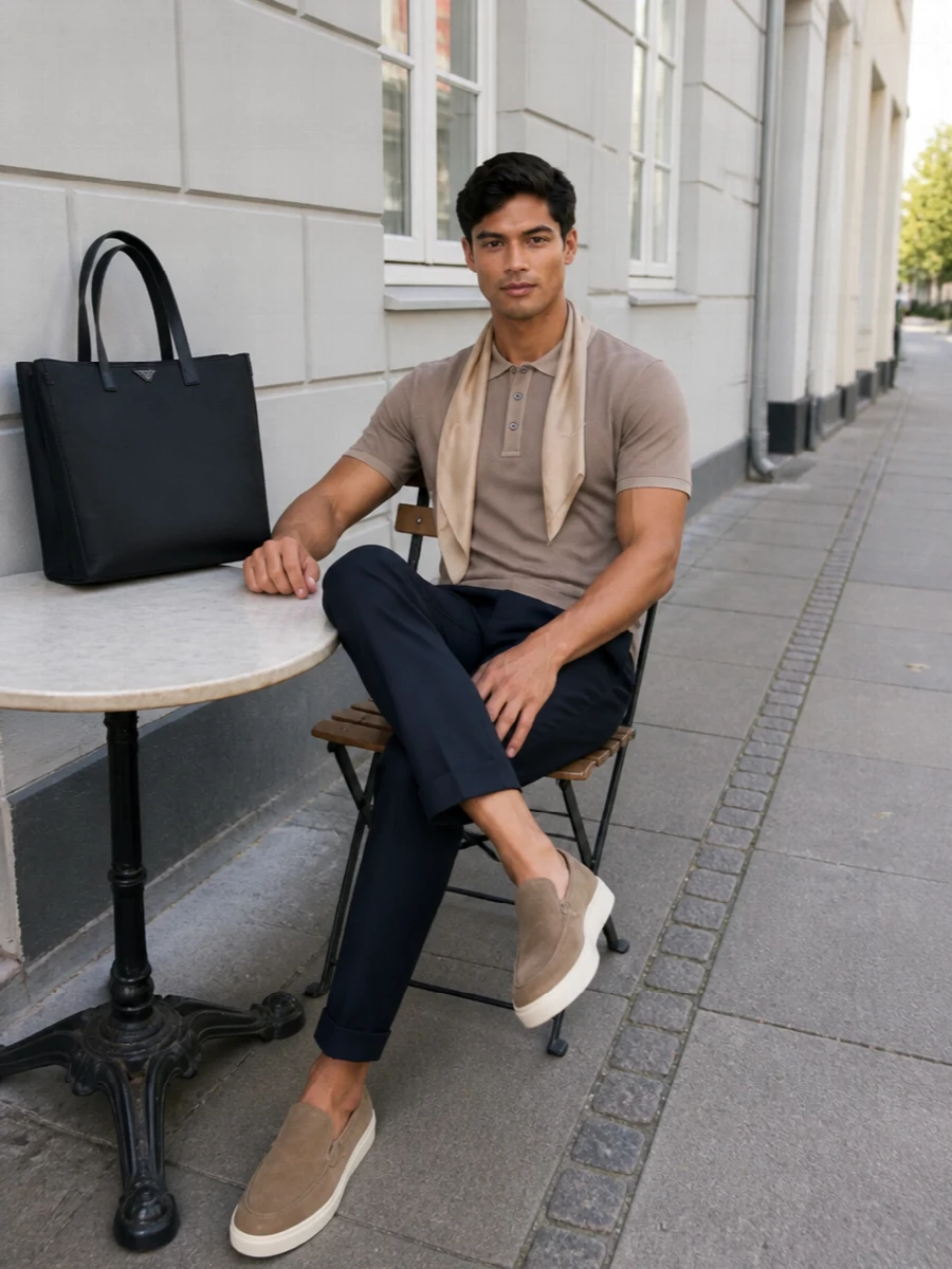 Fay taupe polo navy chinos tods loafers