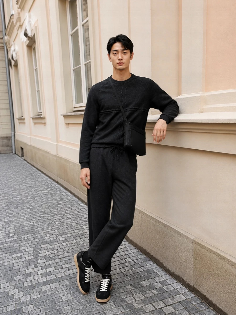 Comme des garcons charcoal knit dries trousers