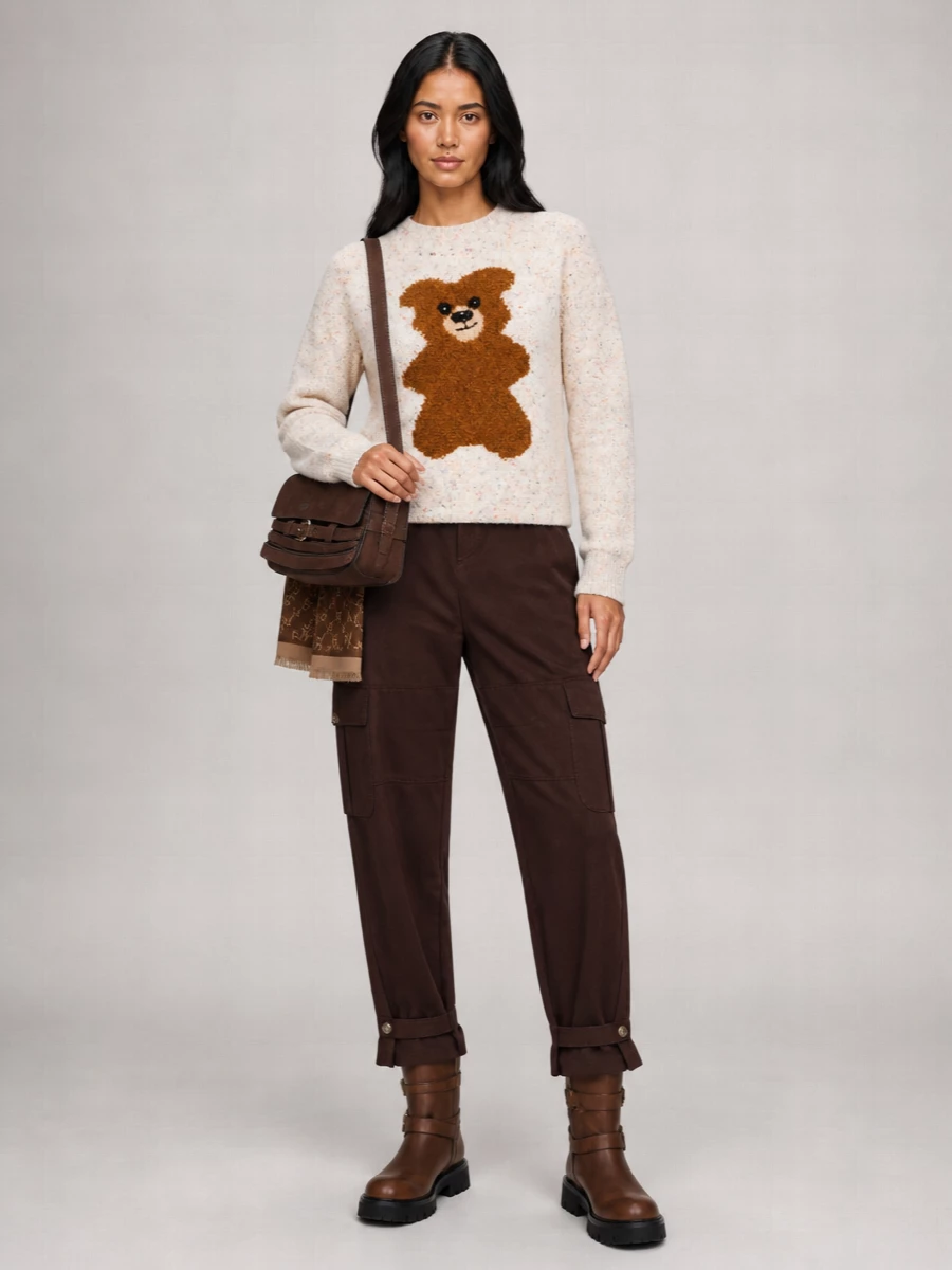 Gucci Wool Blend Fringed Logo-Pattern Scarf