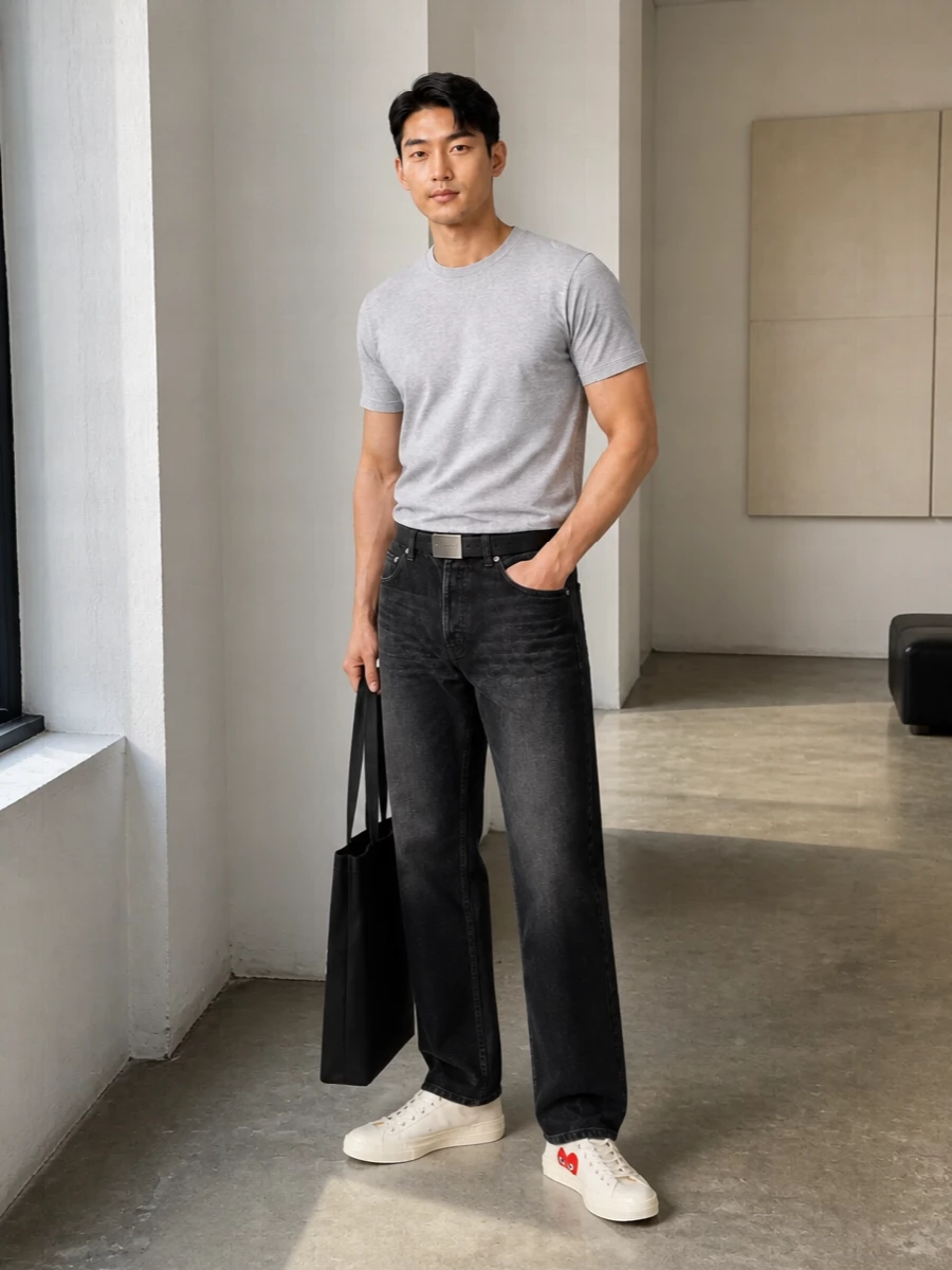 Comme des garcons tee apc black jeans outfit