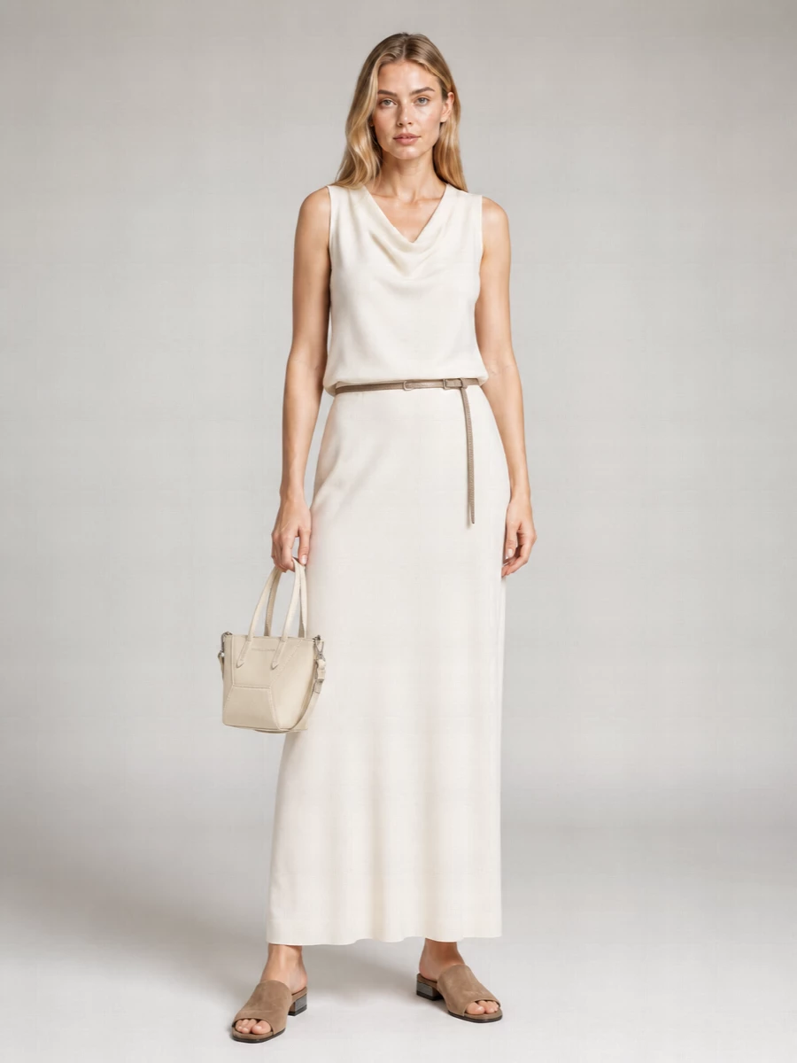 Brunello Cucinelli High-Rise Side-Slit Maxi Skirt
