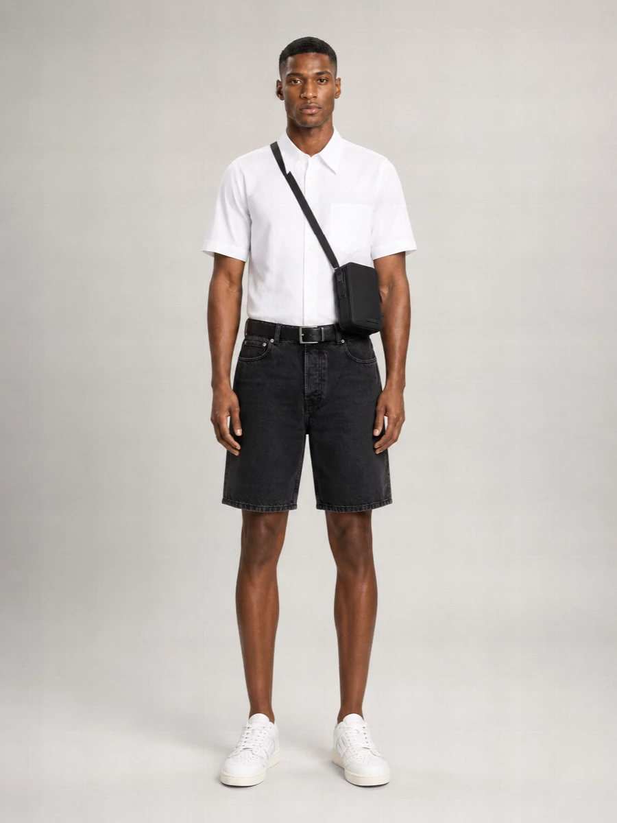 Ami Paris Denim Flared Wide-Leg Bermuda Shorts