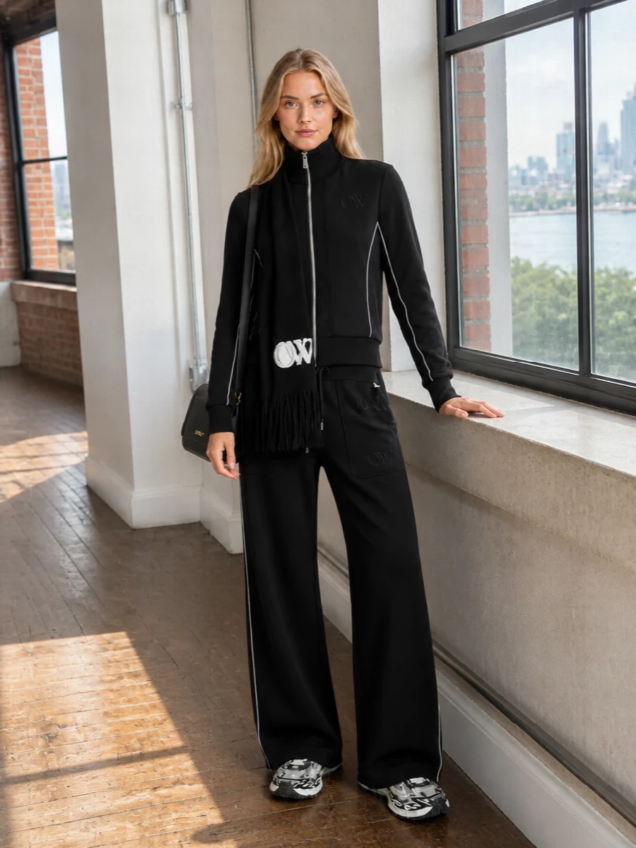 Off white womens black track suit chunky sneakers