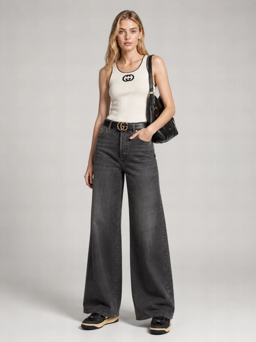 Gucci Denim Wide-Leg Jeans