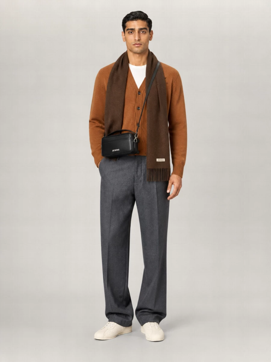 Ami Paris Cashmere V-Neck Logo-Embroidered Cardigan