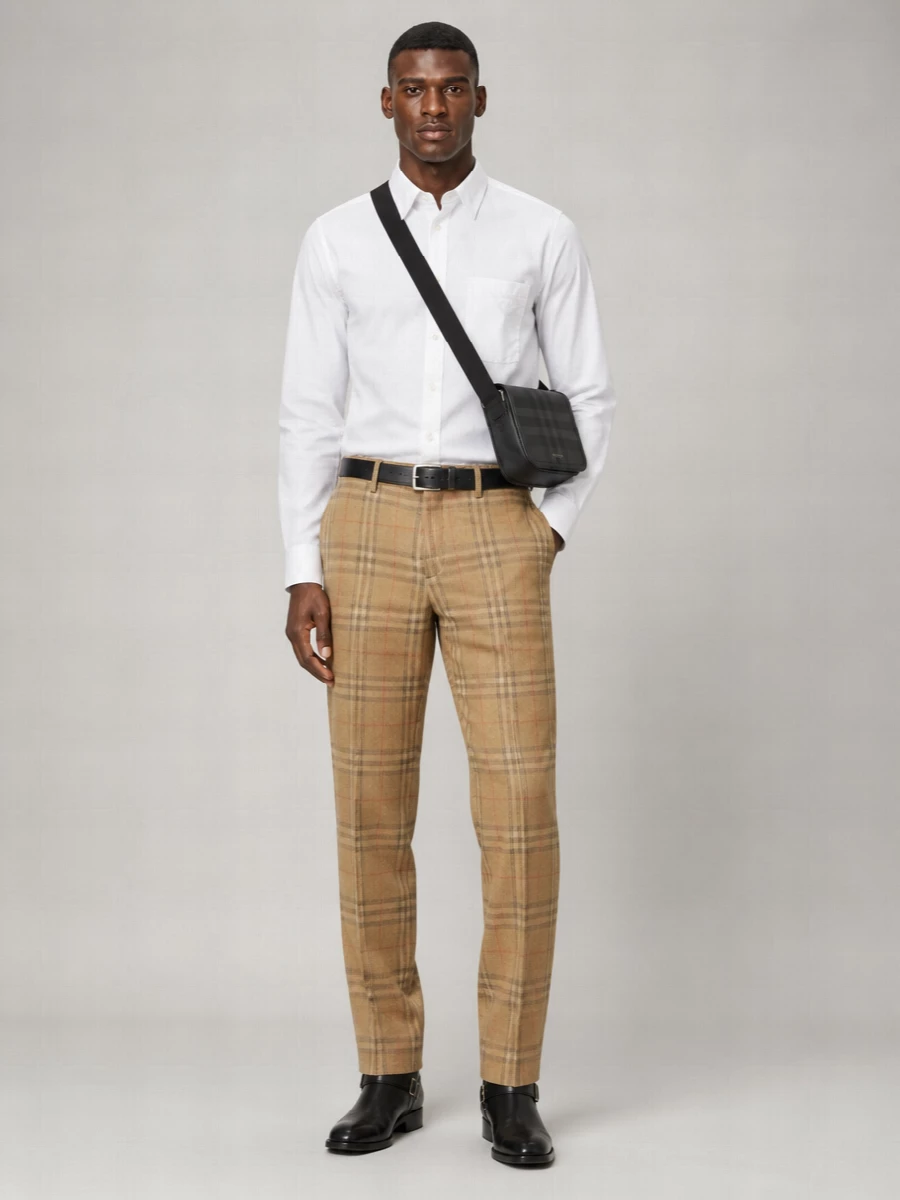 Burberry Checked Corduroy Straight-Leg Trousers