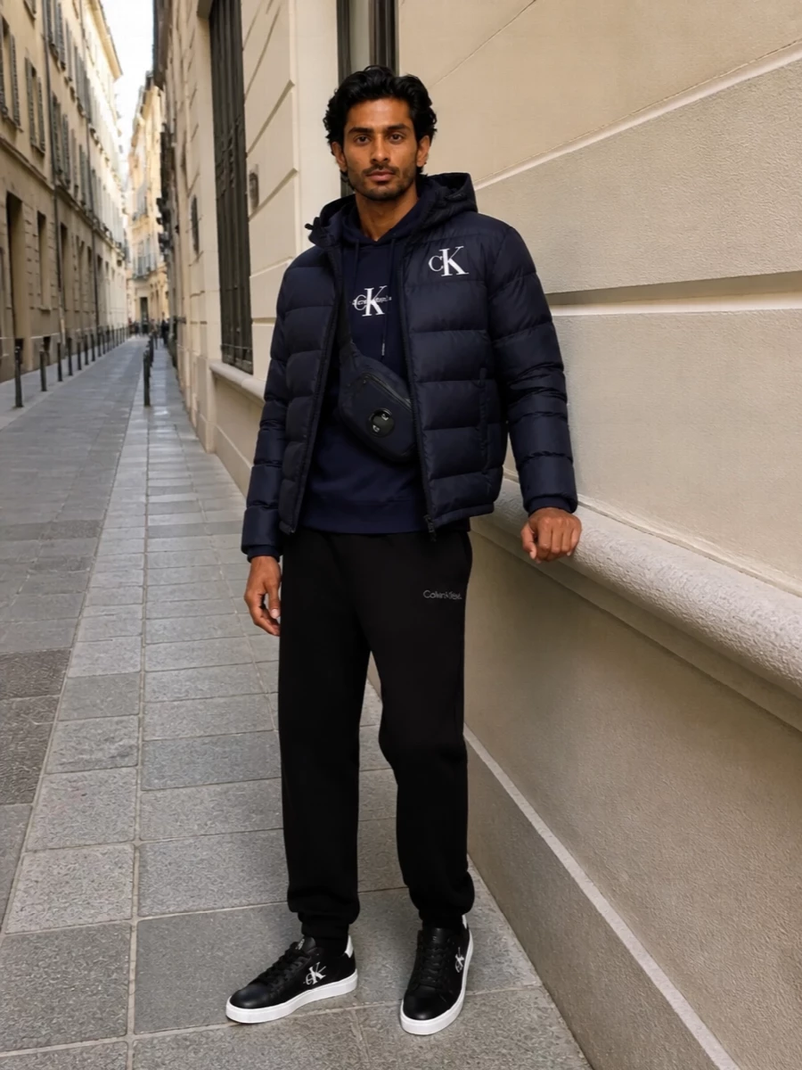 Calvin klein navy puffer joggers sneakers