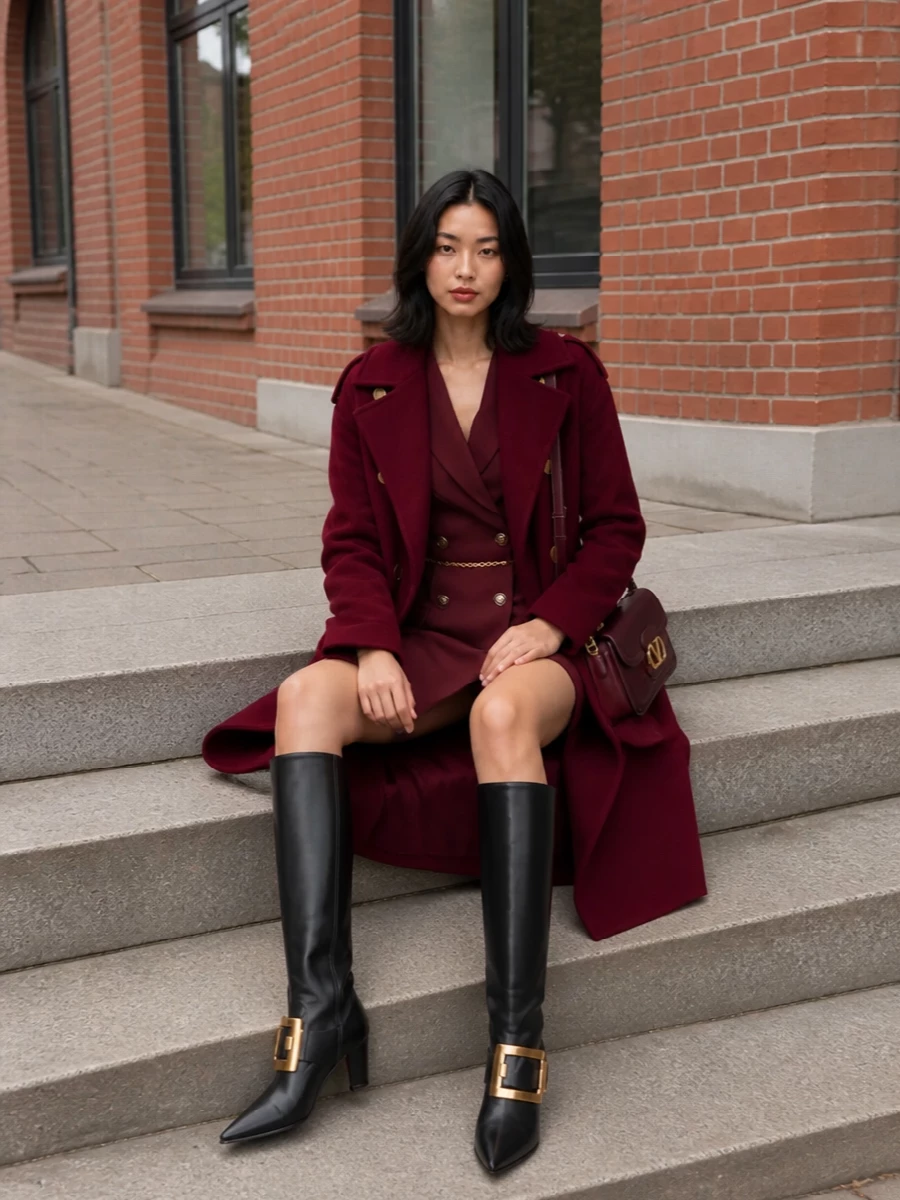 Alberta ferretti coat blazer dress knee boots