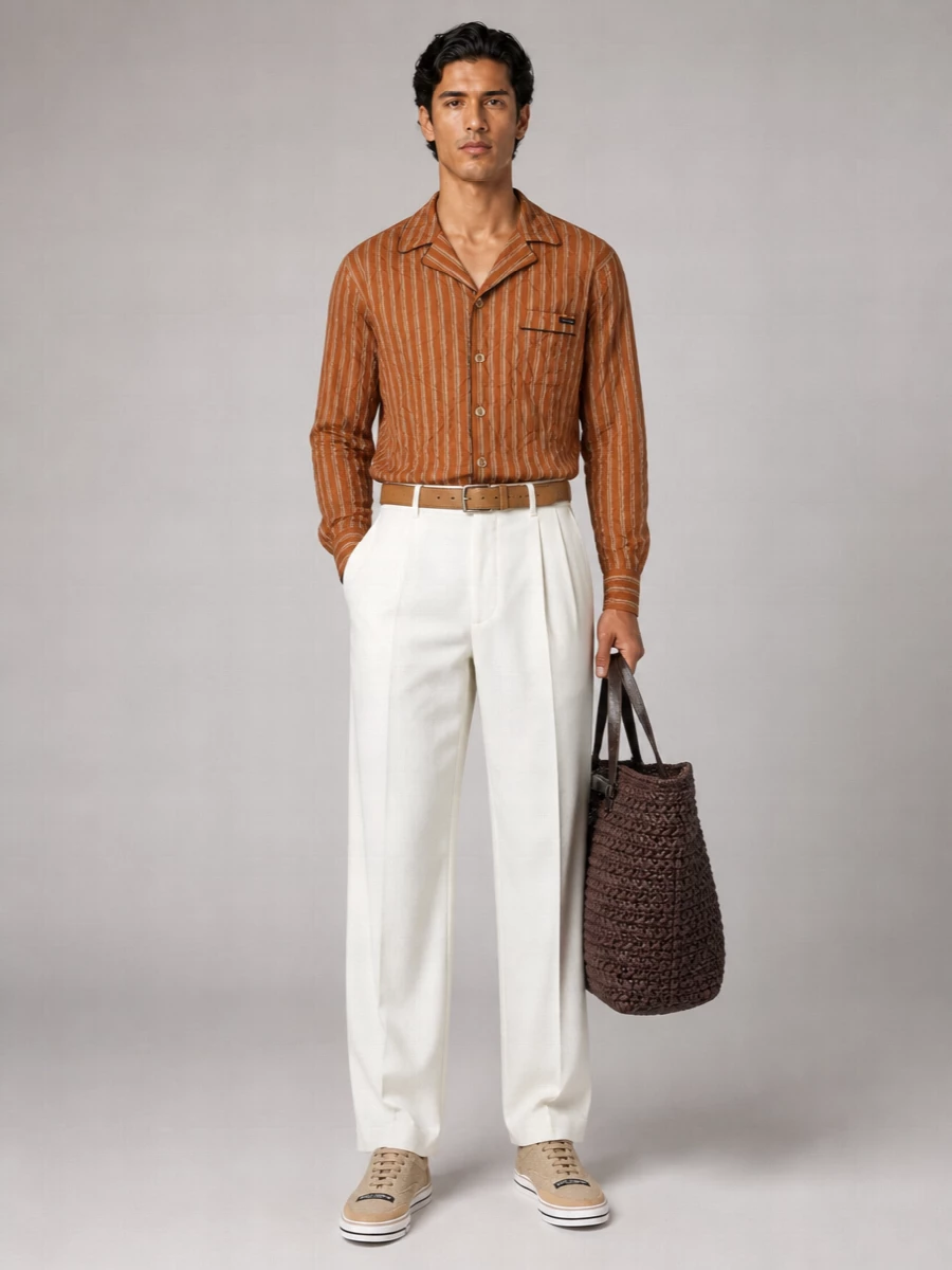 Dolce&Gabbana Silk Blend Striped Long-Sleeve Shirt