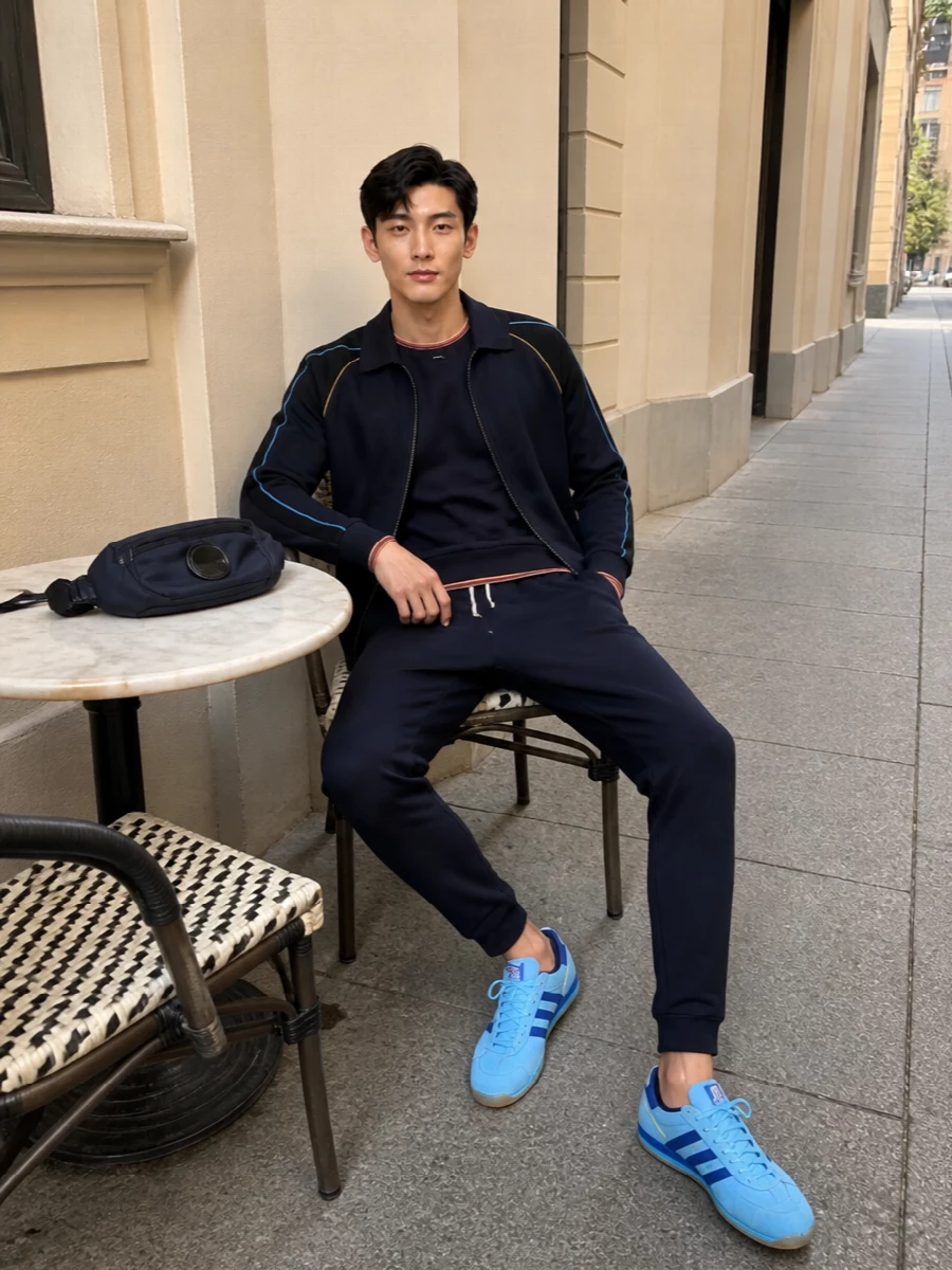 Paul smith track jacket adidas sneakers outfit
