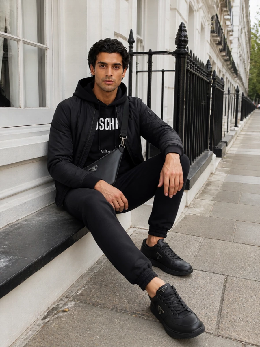 Moschino bomber valentino joggers outfit