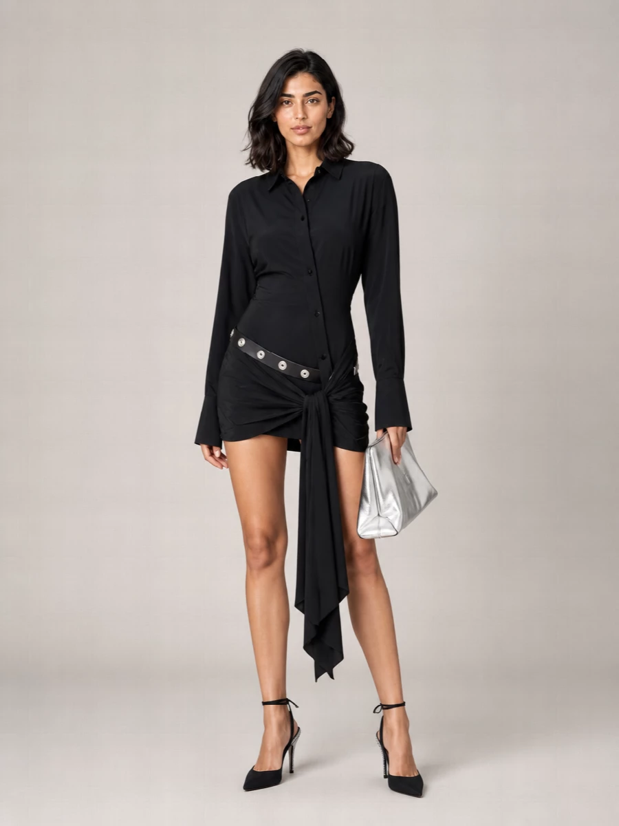 The Attico Satin Shirt Mini Dress