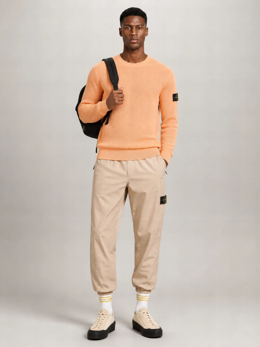 Stone Island Crew Neck Ribbed Knitwear Top