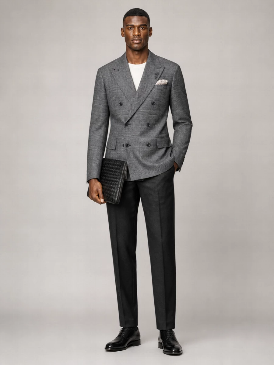Lardini Merino Wool Double-Breasted Blazer