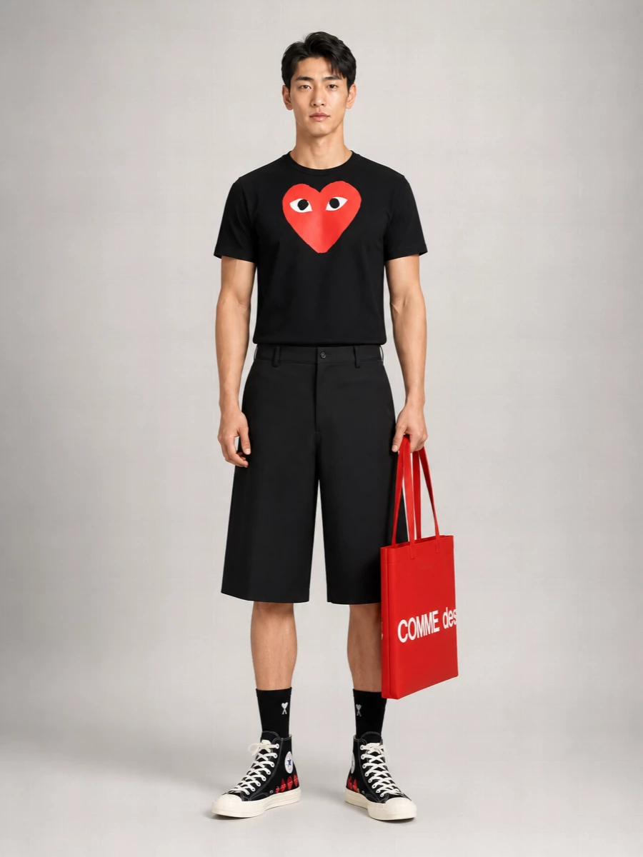 Comme Des Garçons Play Graphic Front Print Crew Neck T-Shirt