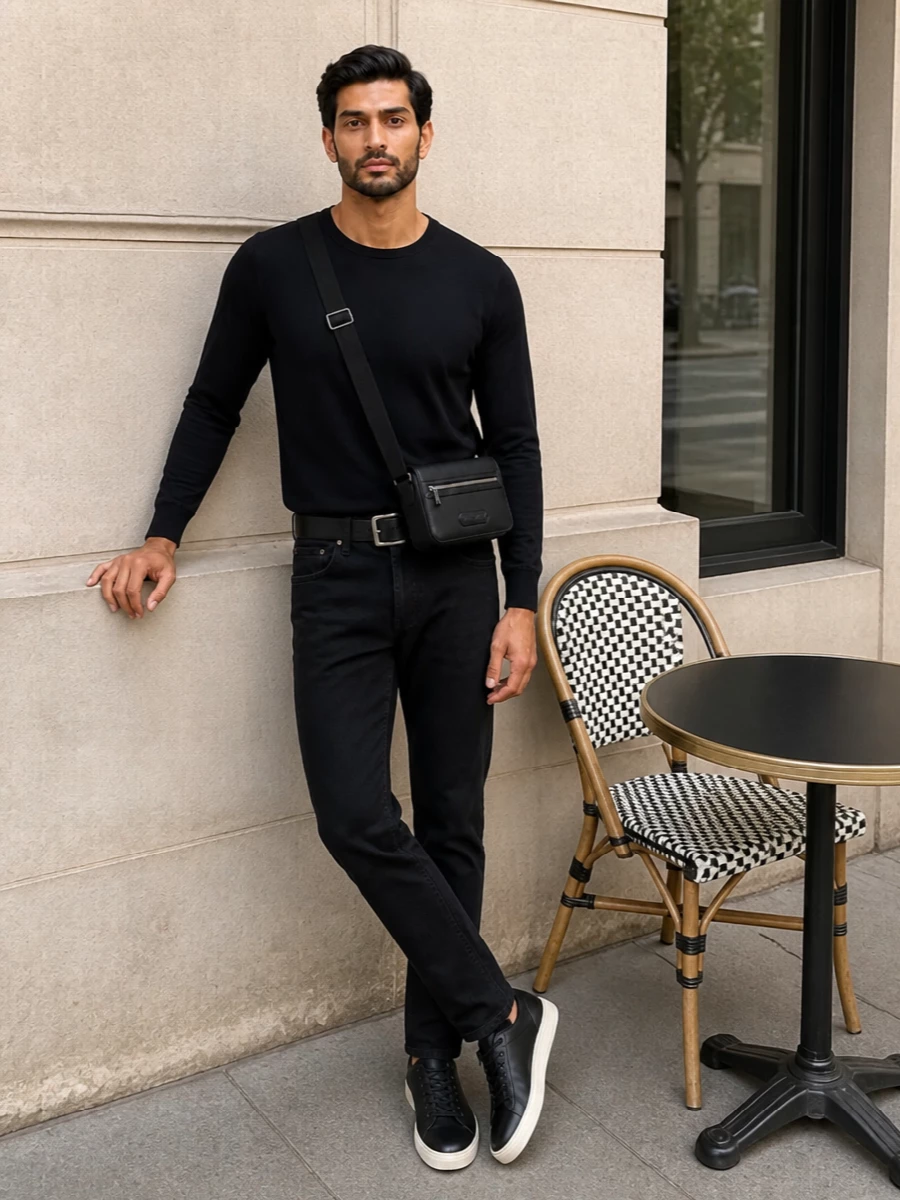 Tom ford black crew jeans sneakers outfit