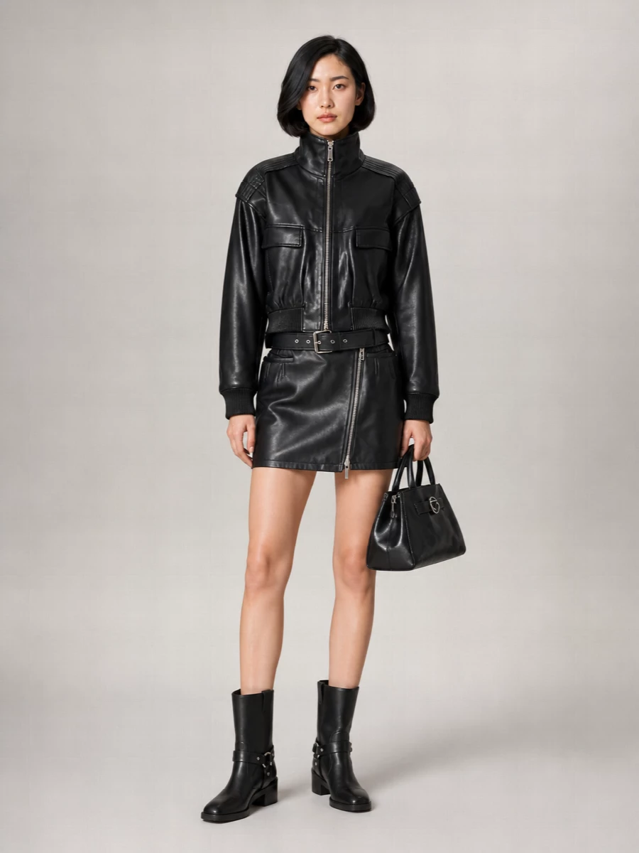 Self-Portrait leather bomber jacket
