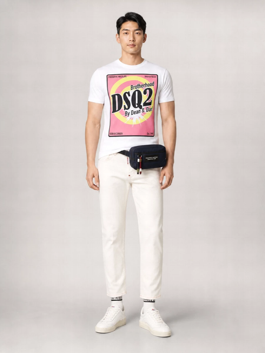 Dsquared2 Ribbed Cotton Logo Print T-Shirt