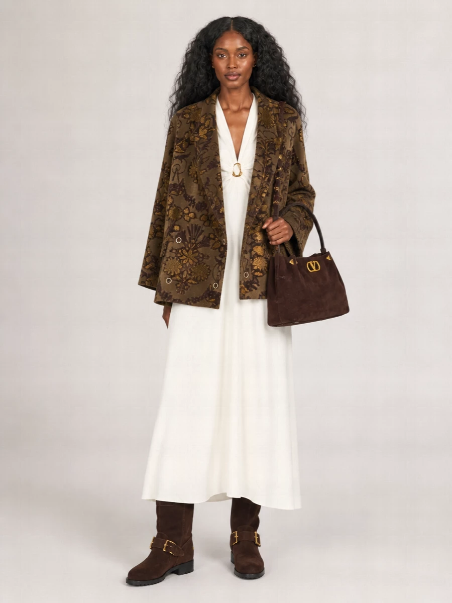 Valentino Garavani Vlogo Signature Small Suede Shoulder Bag