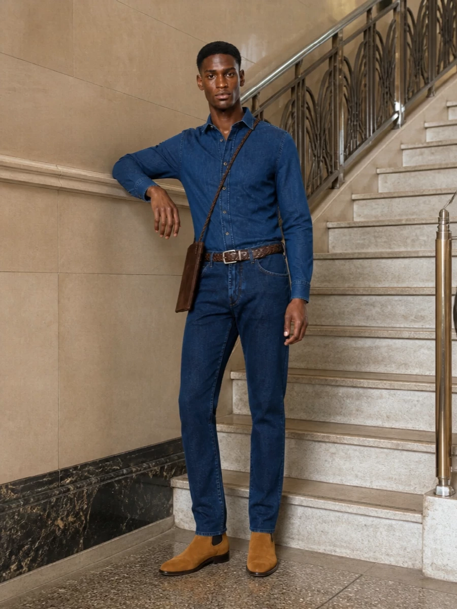 Jacob cohen denim shirt dark jeans chelsea boots