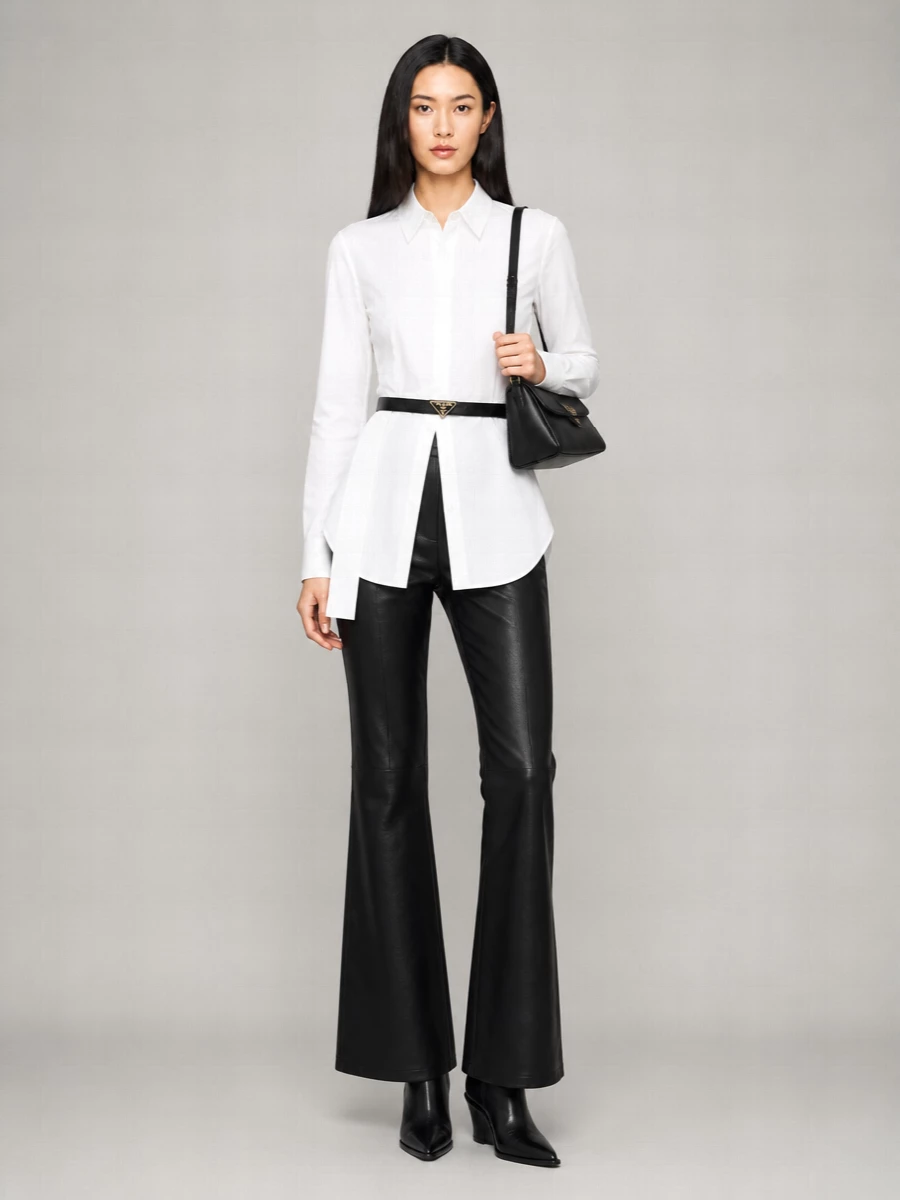 Haikure Leather Straight-Leg Trousers