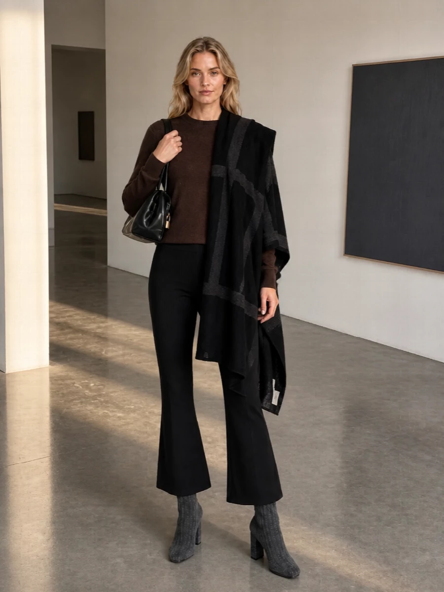 Stella mccartney black knit flared pants outfit