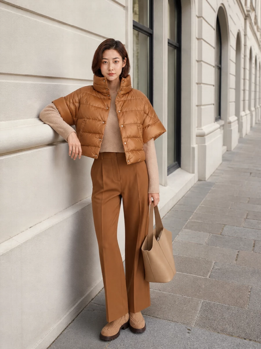 Herno puffer max mara knit camel wide leg outfit