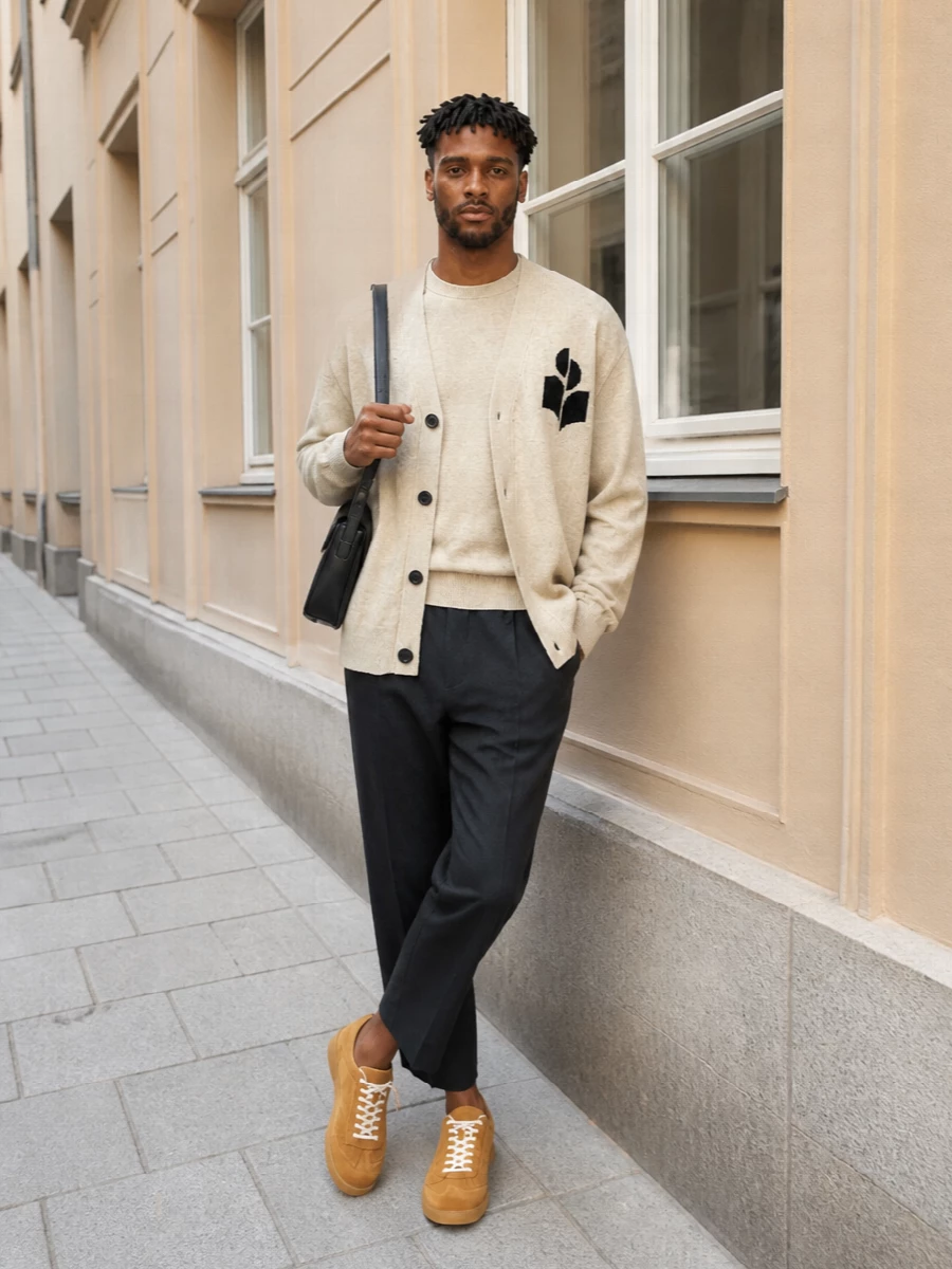 Isabel marant cardigan cropped trousers outfit