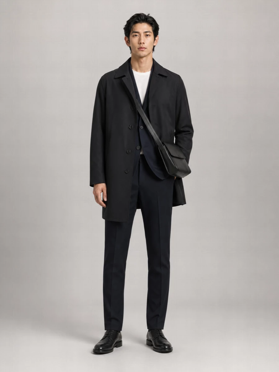 Herno Polyester Raincoat Back Vent Cuffed Sleeves Pockets