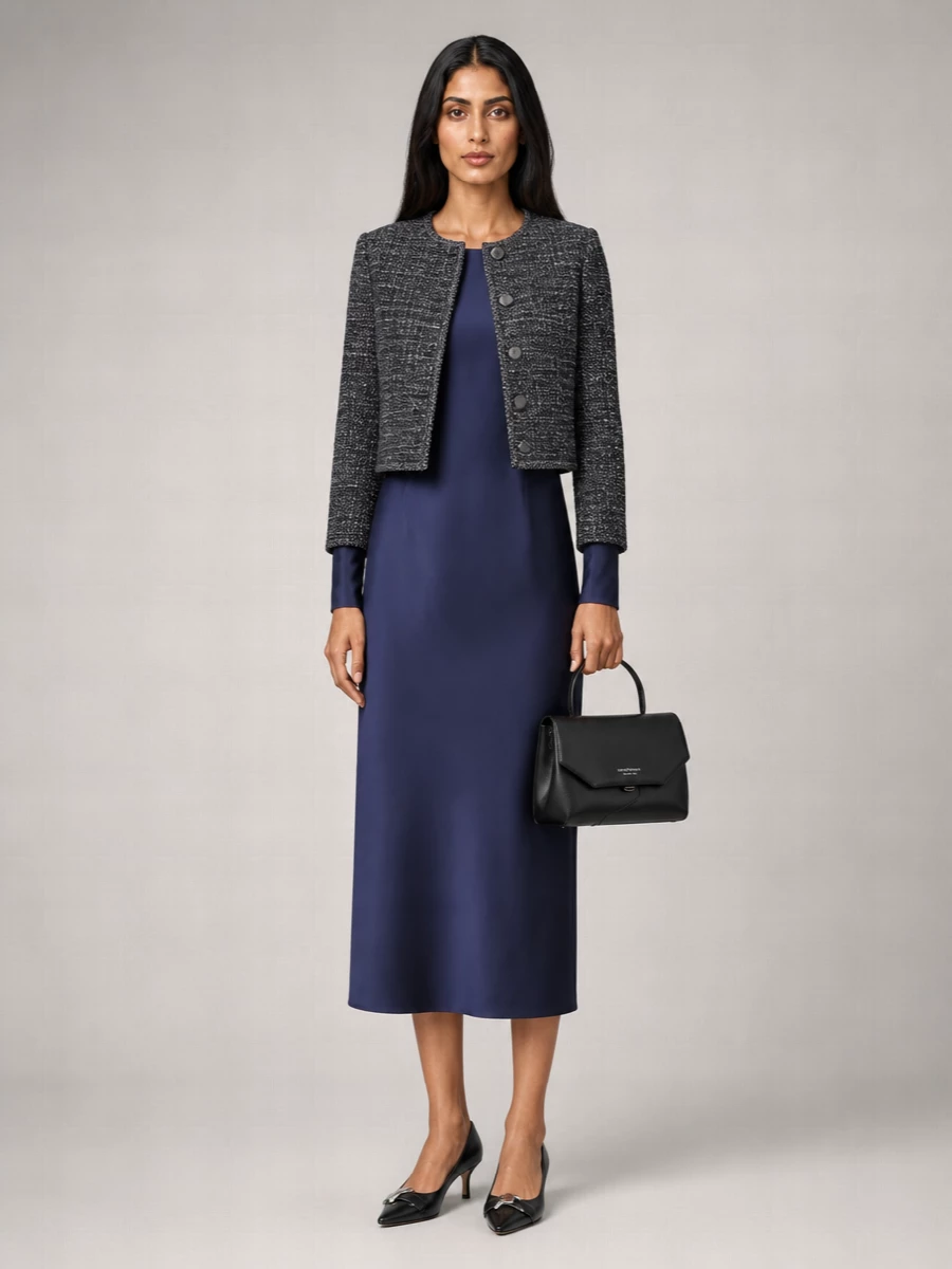 Emporio Armani satin long-sleeve midi dress